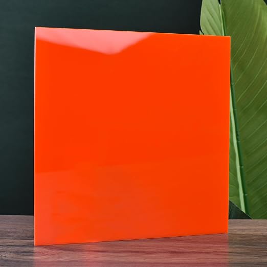 6 PCS Orange Cast Acrylic Opaque Plastic Sheet 8 x 8 Inch, - Image 2