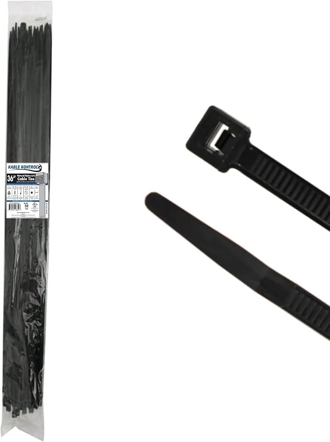 Kable Kontrol Heavy Duty Cable Zip Ties 50 Pcs 36 Inch Black, 175 Lbs Tensile by KABLEKONTROL%C2%AE