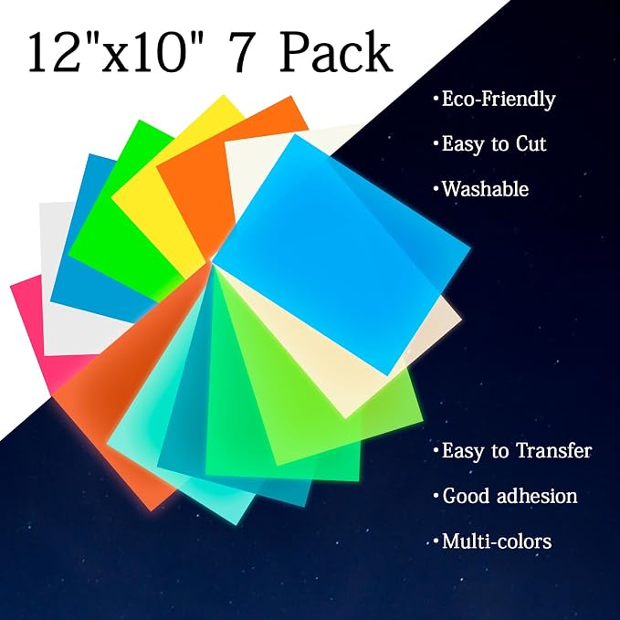 Glow in The Dark Puff Vinyl Heat Transfer Vinyl 7 Assorted Sheets - Image 2