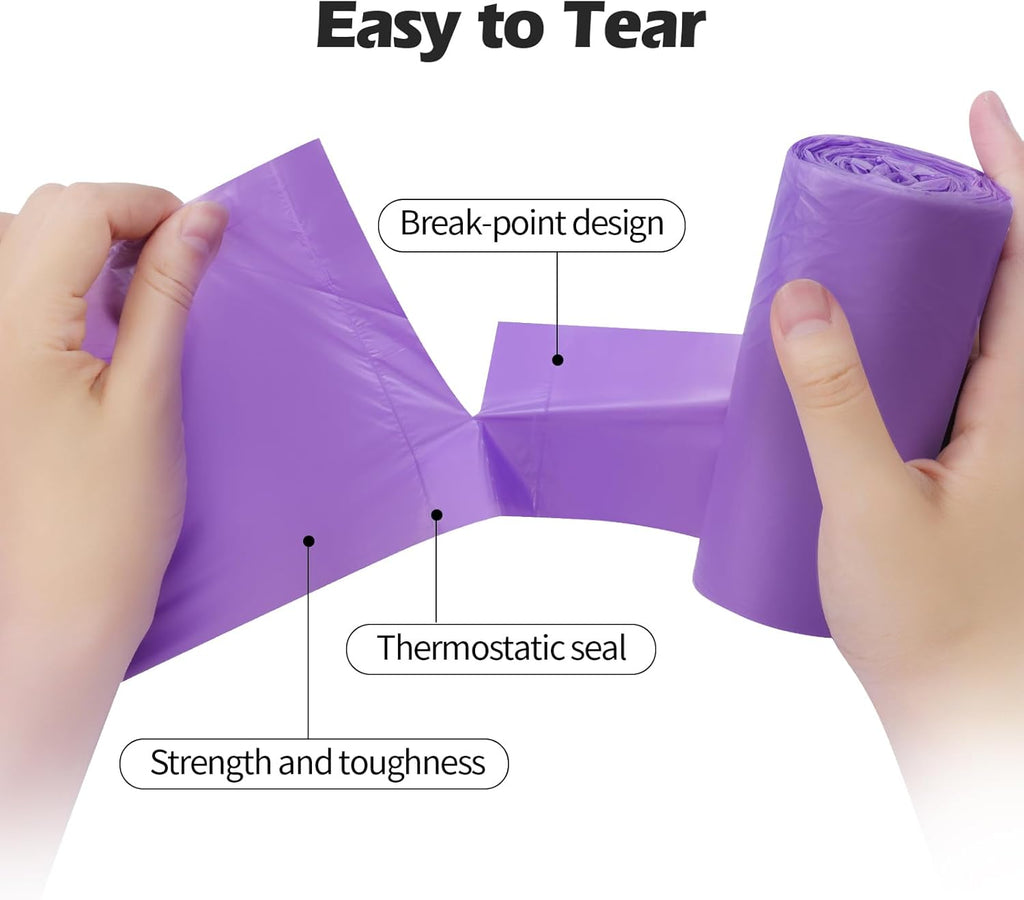 2-4 Gallon Portable Trash Bags,60 Counts Thicken portable Small Garbage Bags for Office, Kitchen,Bedroom Trash Can,Strong Trash Bags（Purple）