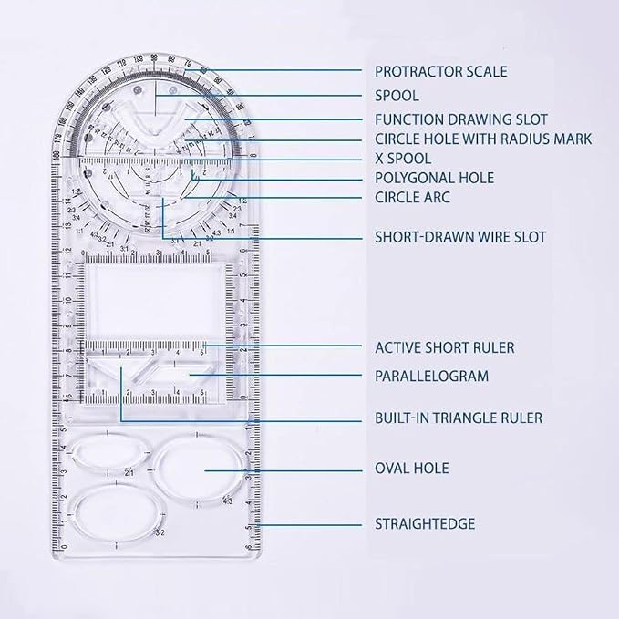 1PCS Multifunctional Geometric Ruler Geometric Drawing Template Measuring Tool - Image 6