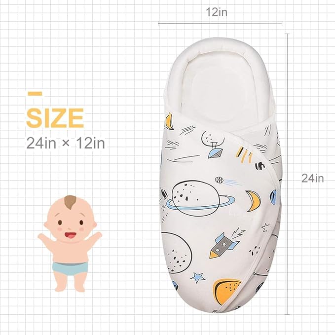 Premium Soft Cotton Baby Swaddle Blankets, Unisex Baby Blanket Wrap for Newborn Baby Boys Girls, Skin Friendly Wearable Swaddling Sleep Sack Calms Startle Reflex (White, 0-3 Months + 3-6 Months)