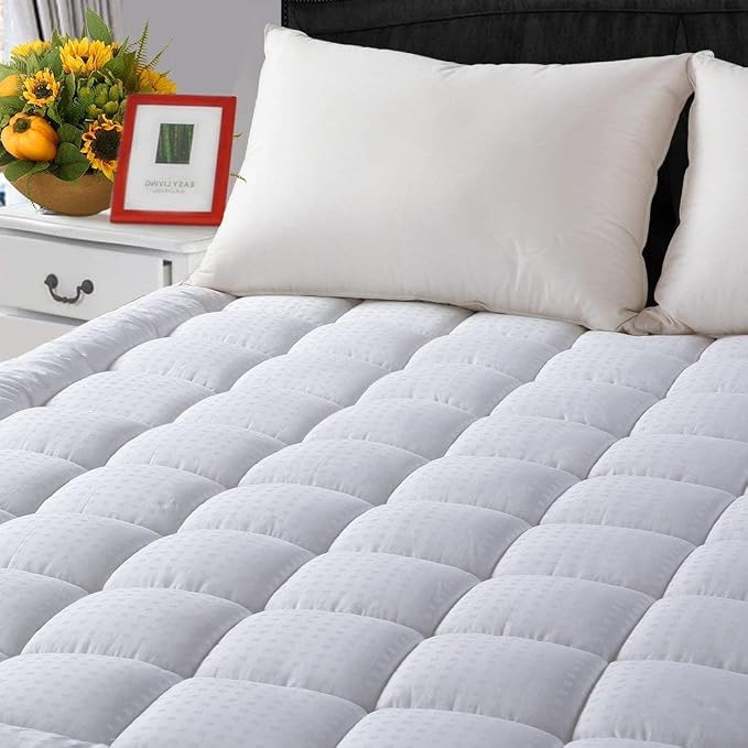 LEISURE TOWN Cotton Mattress Pad California King Fitted Quilted Mattress Cover by LEISURETOWN