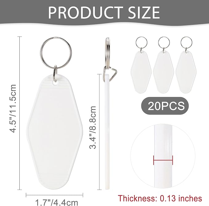 Yoption 20pcs Blank Motel Keychain Bulk - Image 3