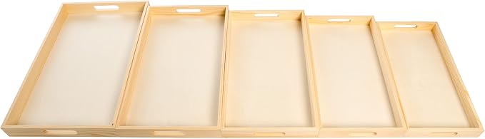 Wooden Nested Serving Trays, Unfinished Rectangle Trays - Image 3