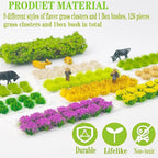 126 Pcs Static Grass Tufts&Flowers DIY Miniature Shrubs Bushes | Terrain Model - Image 3