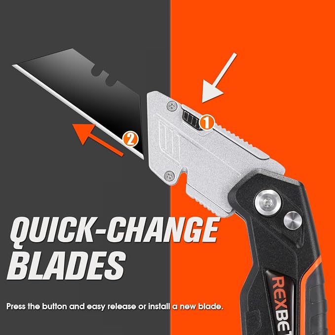 REXBETI 6 Pack Retractable Folding Utility Knife, SK5 Heavy Duty Box Cutter - Image 4