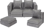 iLAND Dollhouse Furniture Sectional Dollhouse Couch Set Light Grey Velvet Sofa - Image 9