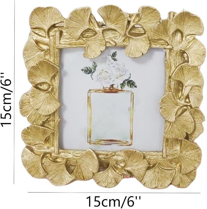 1PCS 4x4Inch Ginkgo Picture Frame | Light Gold, Resin Picture Frame, Wall - Image 2
