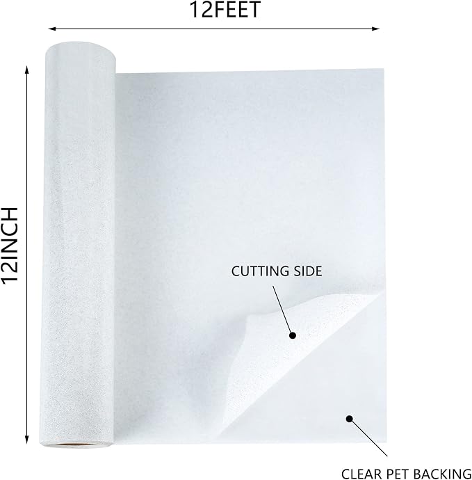 HTV Glitter White Iron on Vinyl 12Inch by 12ft Roll HTV Heat Transfer Vinyl - Image 2
