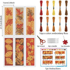 INFUNLY 6PCS Falling Leaf Cross Stitch Bookmark Kit - Image 2