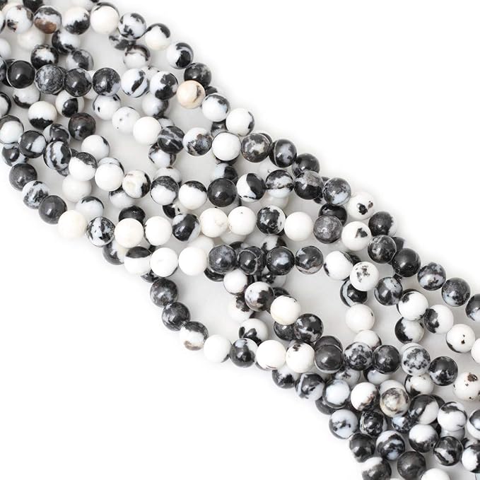 45PCS 8mm Natural Black White Zebra Jasper Gemstone Round Loose Beads Crystal - Image 4