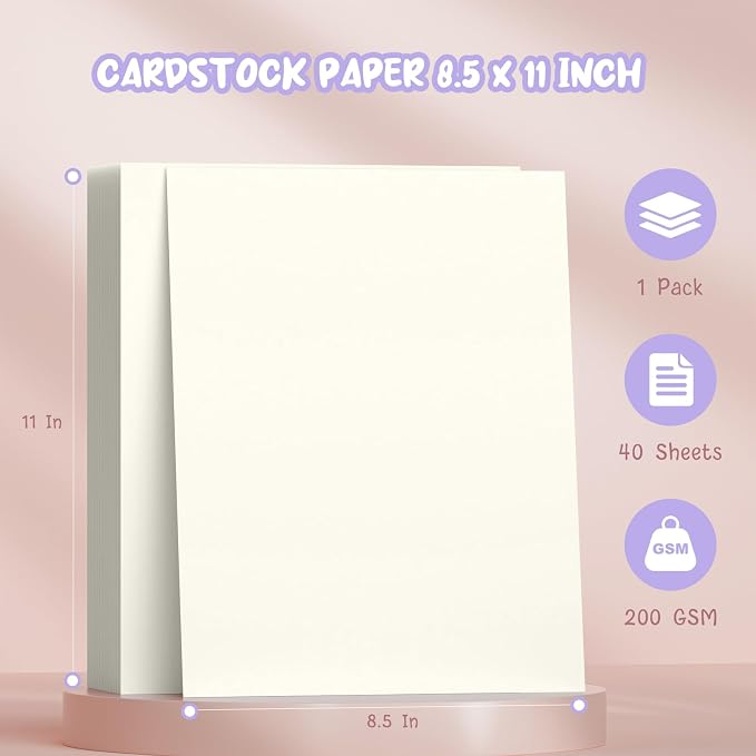 40 Sheets Cream Cardstock Paper 8.5 x 11, Ivory Cardstock Printer Paper 8.5x11 - Image 2