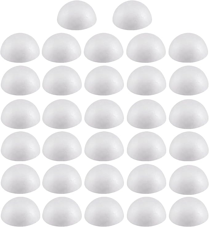 Crafjie 32PCS 2 Inchs Half Round Foam Balls White Hemispherical Polystyrene by Crafjie