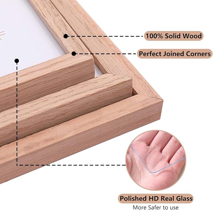 ATOBART 8x10 Set of 3 OAK Wood Picture Frame Solid Wooden Photo Frame Natural - Image 3