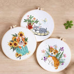 COCOMOX 3 Sets Embroidery Kit for Beginners, Dog Flower Pattern Embroidery - Image 3