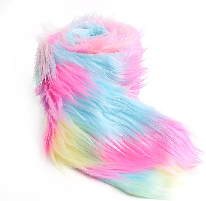 Shaggy Plush Faux Fur Fabric Precut Strips Rianbow Fur Fluffy Fuzzy Craft Fur by Unknown