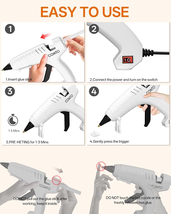 Full Size Hot Glue Gun with 10 Glue Sticks | 80W High-Power Fast Heating - Image 7