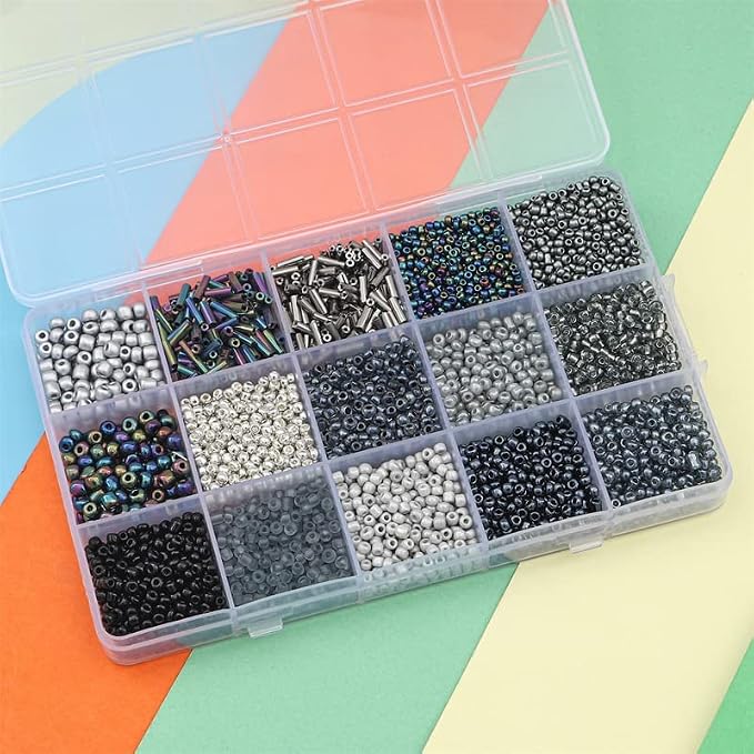 15 Color Glass Seed Tube Bugle Beads Bracelet Jewelry Making Kit, small - Image 3