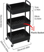 Sywhitta 3-Tier Plastic Rolling Utility Cart - Image 2