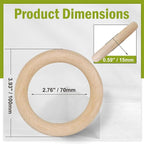 FoDau770 5pcs Natural Beech Wooden Rings, Unfinished Solid Wood Rings Heavy - Image 4