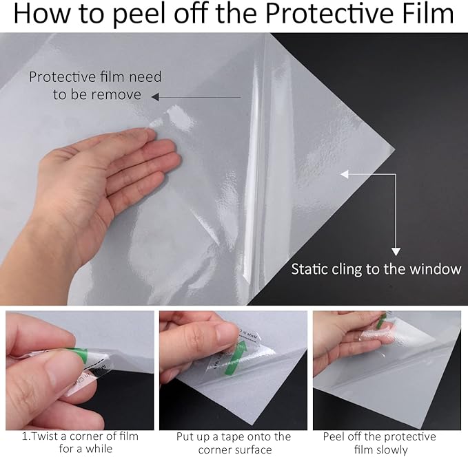 HIDBEA Frosted Window Privacy Film Non-Adhesive, Reusable UV Protection Window - Image 6