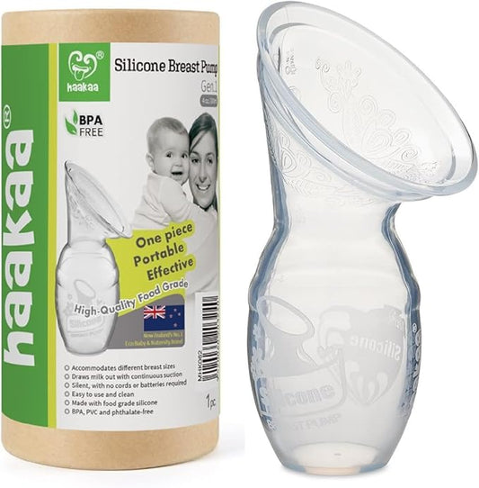 Haakaa Silicone Breastfeeding Manual Breast Pump Milk Pump 100% Food Grade Silicone BPA PVC and Phthalate Free | 4 oz Capacity