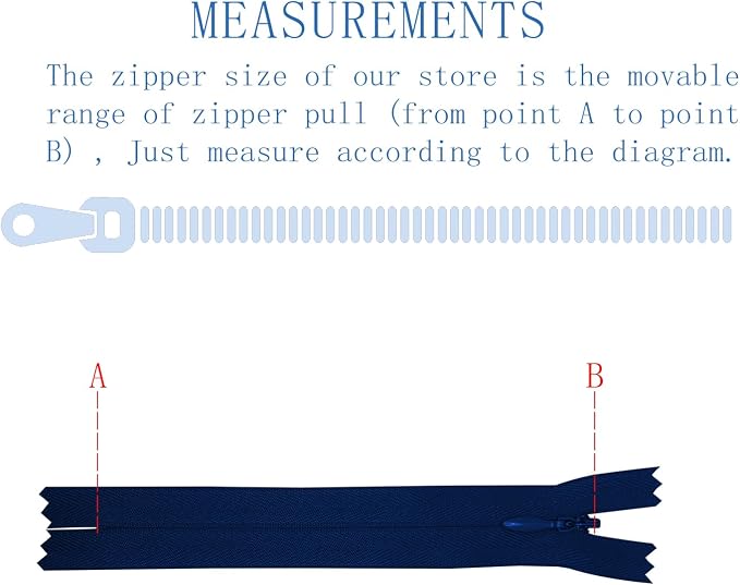 ANPURZII 10PCS #3 11 Inch Deep Navy Blue Invisible Zippers - Image 2