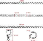 Jishi 16ft Figaro Chain Roll 6mm Silver Stainless Steel Necklace Chain - Image 3