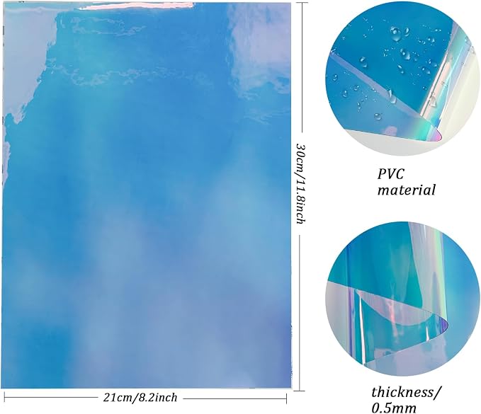 Transparent Waterproof PVC Vinyl 10 Pcs 8.3 x 11.8 inches Iridescent Shine - Image 4