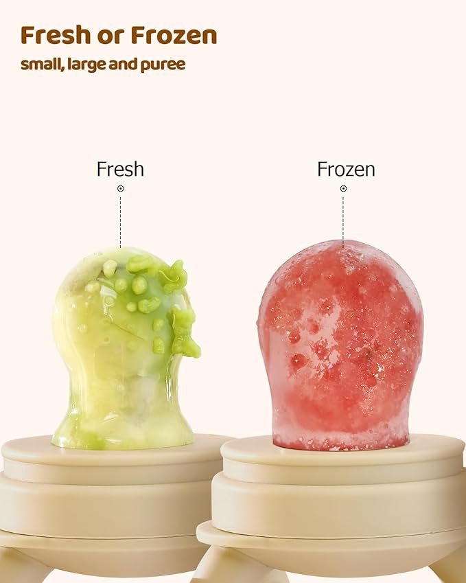2 Packs Baby Fruit Feeder & Freezer Tray Combo, Push Pop Baby Food Feeder to Safely Introduce New Foods, Fresh & Frozen Food Silicone Feeder, 100% Food Grade, BPA Free