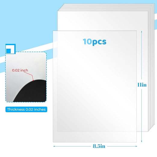 TKOnline 10 PCS Plexiglass Sheets, 8.5" x 11" x 0.02 Clear PET Sheet Panels - Image 2