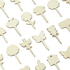 60 pcs 12 Styles Forest Theme Unfinished Wood Cutout Charms Butterfly Heart by Gythara