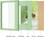 8x10 Picture Frame with Mat for 5x7, Wavy Edge Wooden Real Glass Photo Frame - Image 5