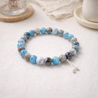 45pcs Round Loose Blue&Coffee Fire Agate Beads - Image 4