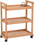 MEEDEN Art Cart Storage Organizer, 3-Tier Rolling Utility Studio Taboret with Caster Wheels, Multifunctional Storage Trolley Shelving Unit on Wheels, Solid Beechwood Art Supplies Studio Cart Classroom