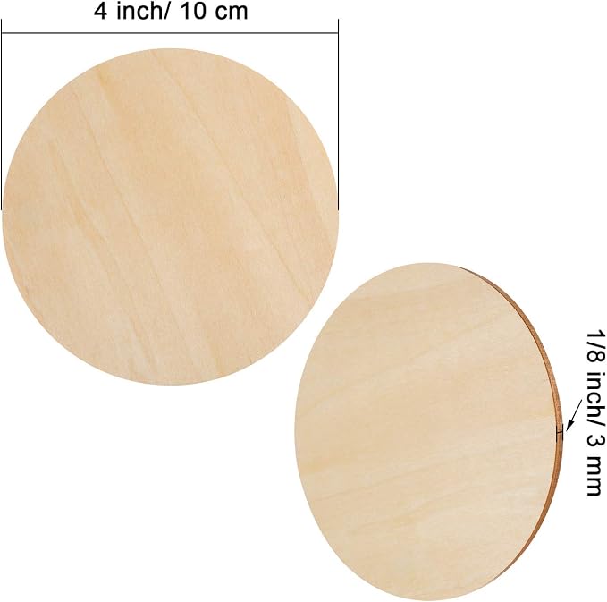 30 Pieces 4" Inch Unfinished Round Wood Discs - Image 2
