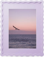 11x14 Picture Frame with Mat for 8x10, Wavy Edge Wooden Real Glass Photo Frame by THKRLOF