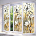 IVN Privacy Window Film Stained Glass Static Cling Window Film White Floral by IVN