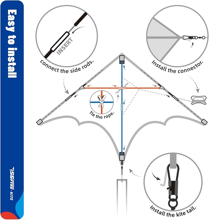 3-Piece Set Delta Kite for Easy to Fly Large Kite for Kids and Adults - Image 6