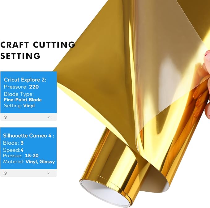 Gatichetta Heat Transfer Vinyl Roll, Metallic Foil Gold Iron On Vinyl 12" X 6ft - Image 3