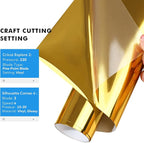 Gatichetta Heat Transfer Vinyl Roll, Metallic Foil Gold Iron On Vinyl 12" X 6ft - Image 3