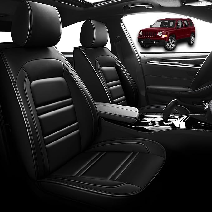 Seat Cover for JP Patriot 2009-2017 | Car Seat Covers Front Seats, Waterproof Seat Protectors, Automotive Front Seat Covers (Front Seat, Black)