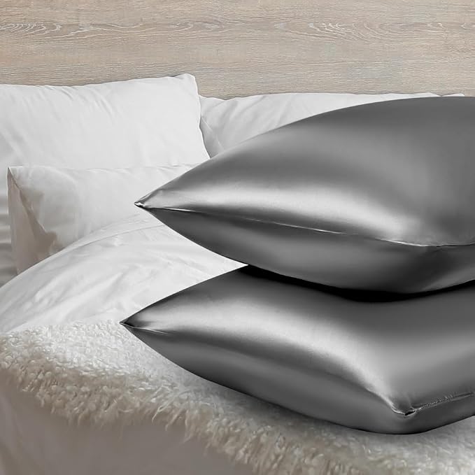 AUAUY 2 Pack Satin Silk Pillowcase, 19.69x29.53in Silk Pillowcases - Image 4