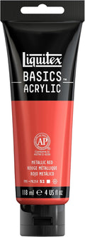Liquitex BASICS Acrylic Paint, 118ml Tube, Metallic Red by Liquitex
