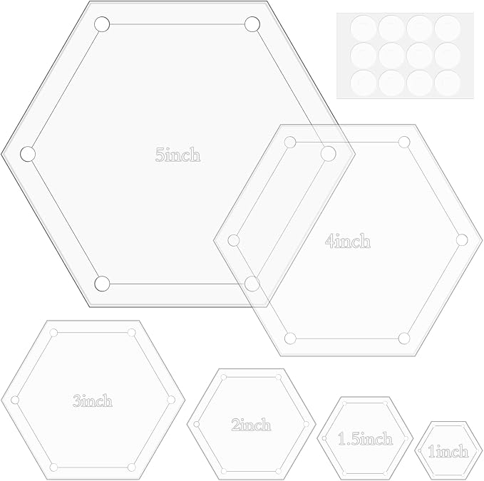 6Pieces Hexagon Quilting Templates Set, Acrylic Quilting Rulers and Templates - Image 2