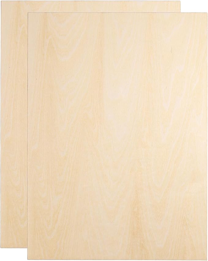 HARFINGTON 2pcs 3mm Basswood Plywood Sheets 12" x 9" x 1/8" Thin Unfinished by HARFINGTON