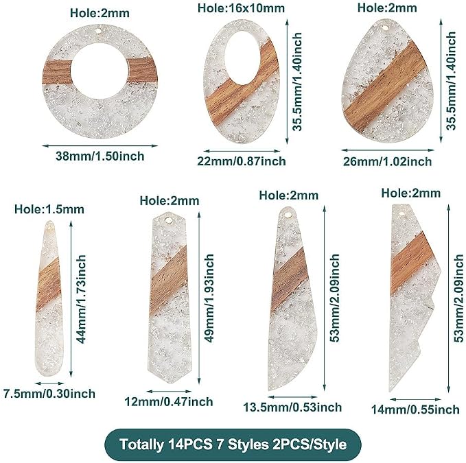 FASHEWELRY 14Pcs Resin Wood Earring Charms - Image 7