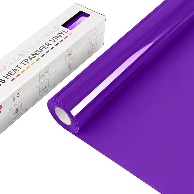 VinylRus Heat Transfer Vinyl-12” x 15FT Dark Purple Iron on Vinyl Roll by VinylRus