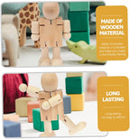 EXCEART Wooden Doll Desktop Ornament Unfinished Blank Figurine 2.75X6.88X4.33In - Image 6